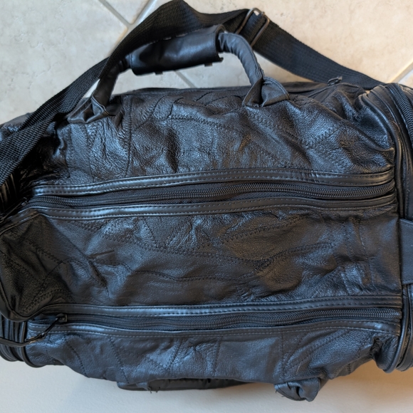 Claire Chase Black Leather Patchwork Carry-On Travel Bag - Picture 10 of 14